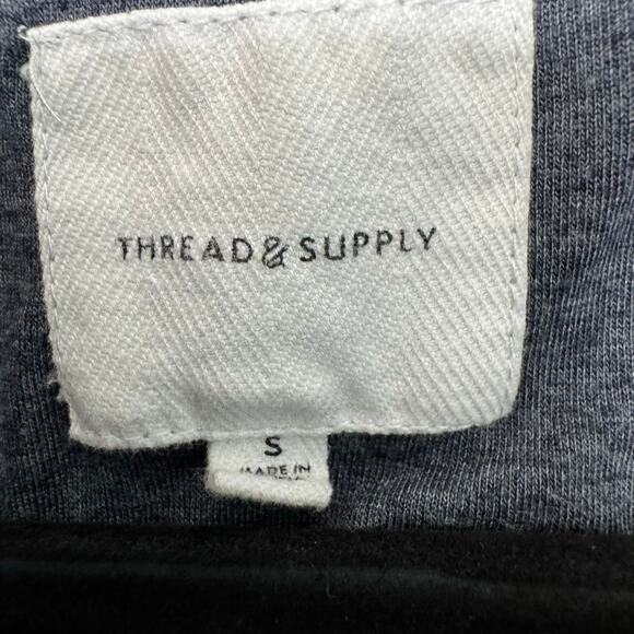 THREAD & SUPPLY Ladies' Small SHERPA PULLOVER Navy/Beige Quarter Zip 70s Style - Picture 3 of 5